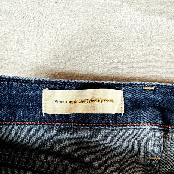 Pilcro and the Letterpress Jeans Women 25P 28x24 Straight Dark Wash Raw Hem - Picture 3 of 12